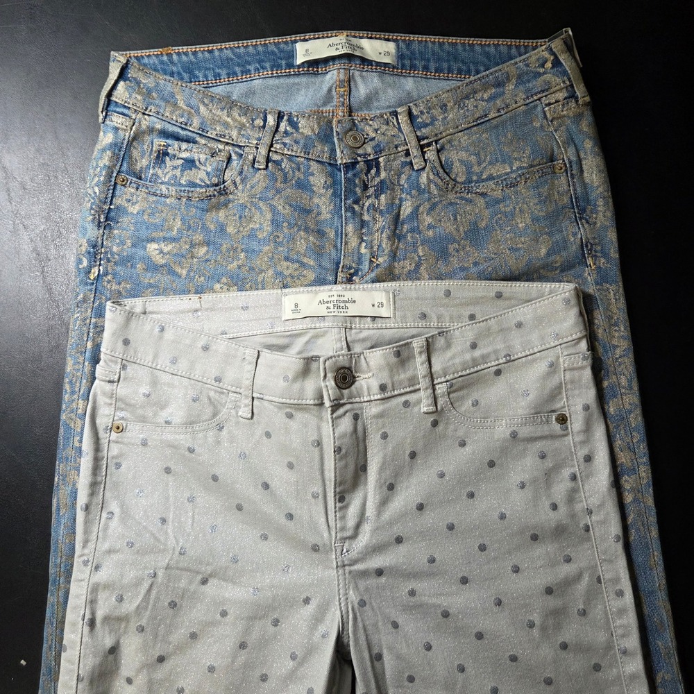 Abercrombie & Fitch Skinny Jeans Womens 8 W29 Blue Grey Gold Silver Bundle